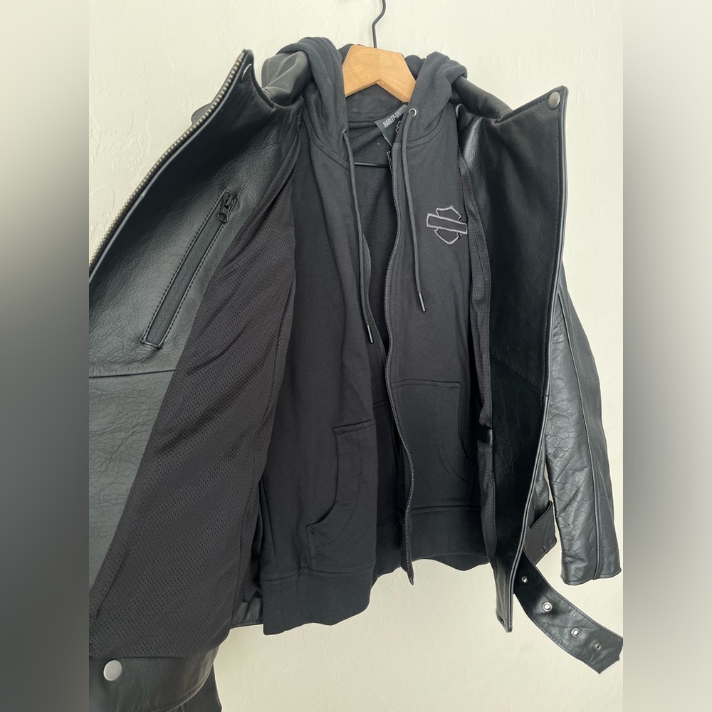 NWT Harley Davidson 3 in 1 Leather motorcycle jacket black small - Picture 8 of 13